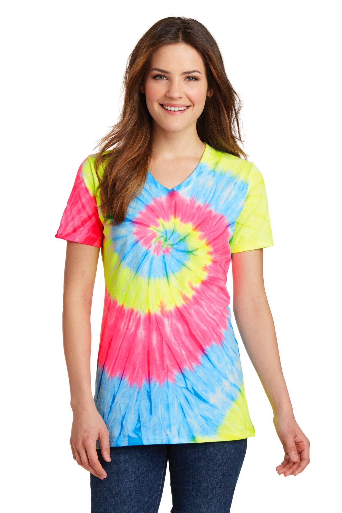 Port & Company ® Women's Tie-Dye V-Neck Tee. LPC147V
