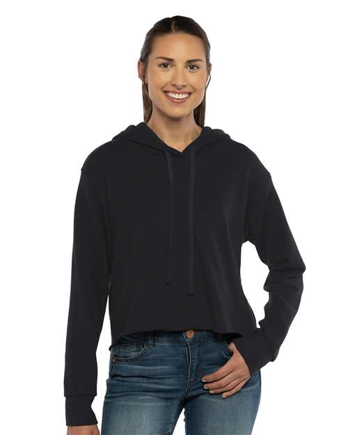 Women's Laguna Sueded Raw Edge Crop Hoodie 9384