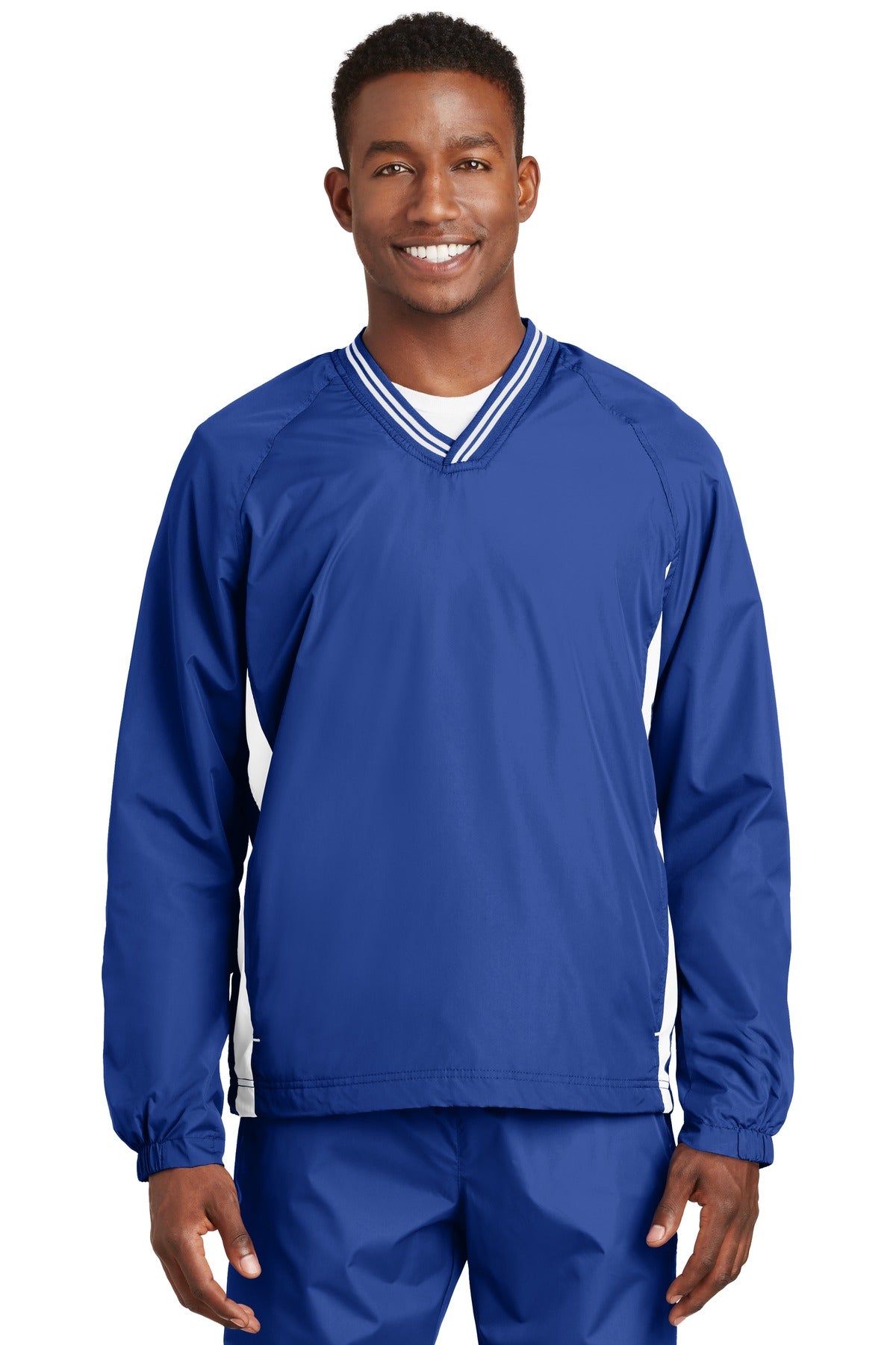 Sport-Tek ®  Tipped V-Neck Raglan Wind Shirt. JST62