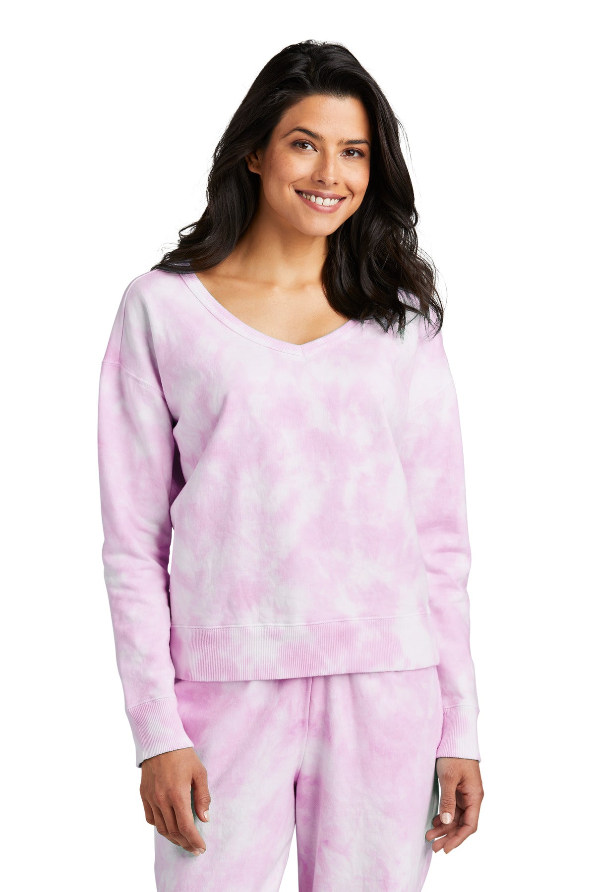 Port & Company ®  Women's Beach Wash ®  Cloud Tie-Dye V-Neck Sweatshirt LPC140V