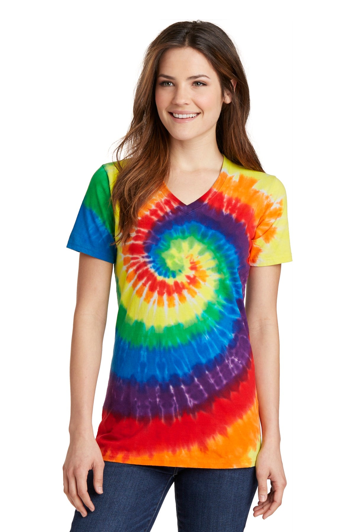 Port & Company ®  Women's Tie-Dye V-Neck Tee.  LPC147V