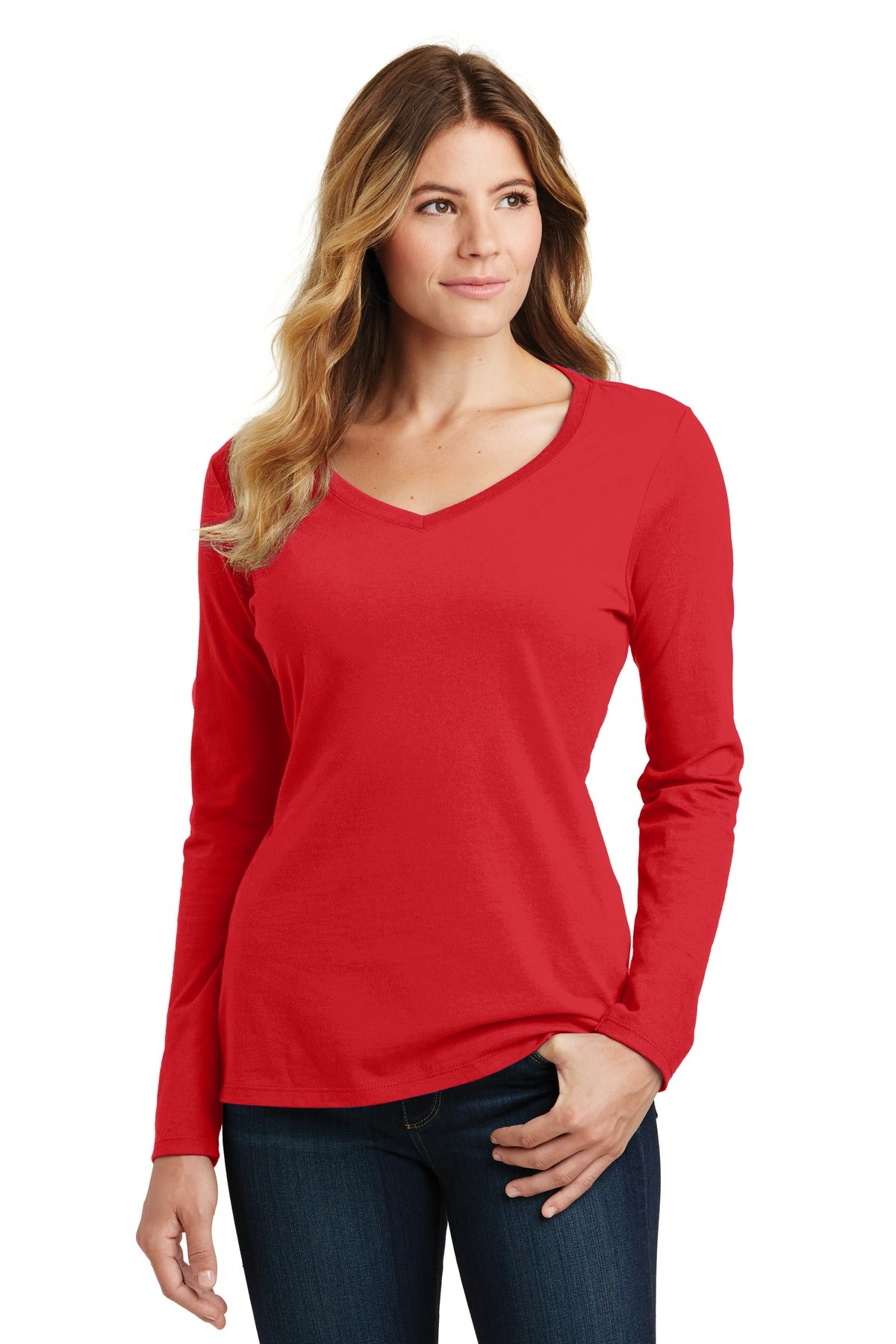 Port & Company ®  Women's Long Sleeve Fan Favorite V-Neck Tee. LPC450VLS