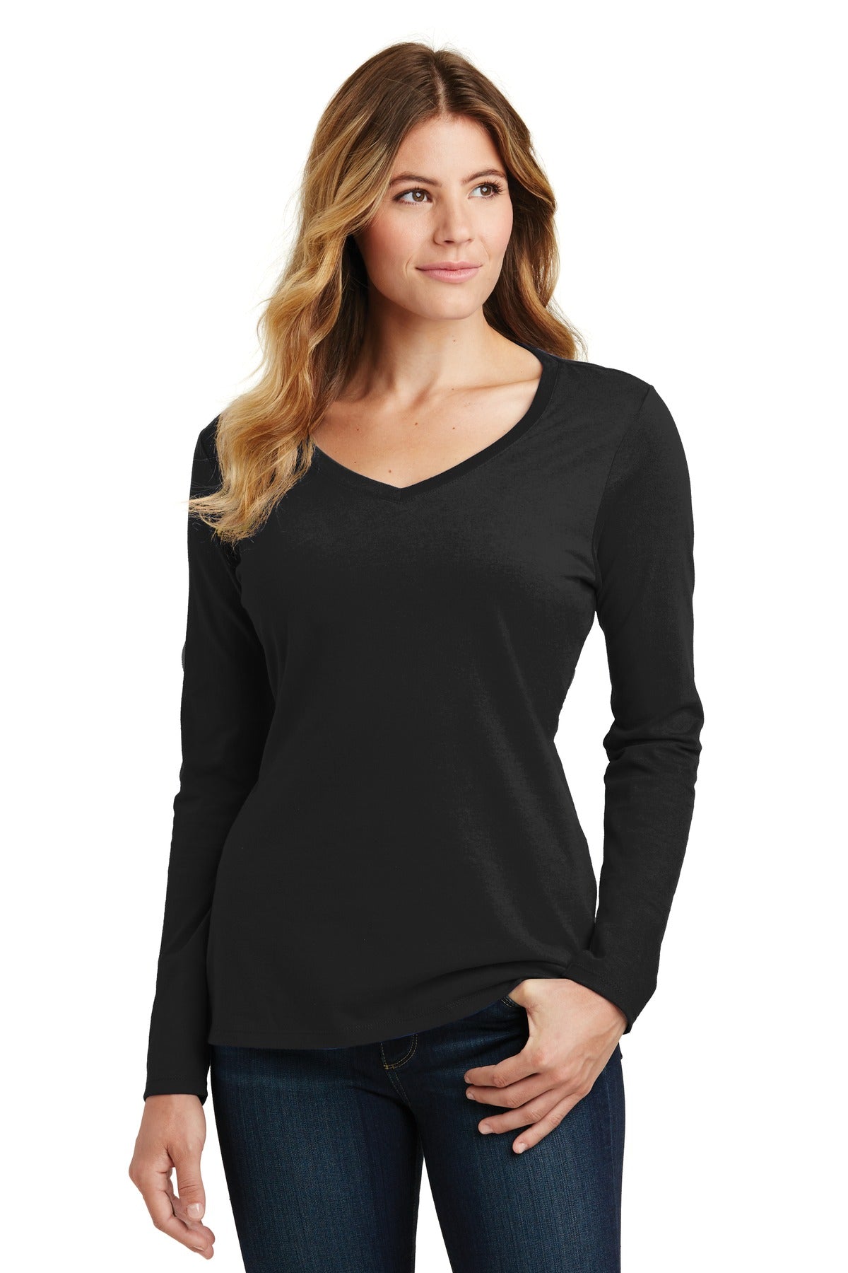 Port & Company ®  Women's Long Sleeve Fan Favorite V-Neck Tee. LPC450VLS