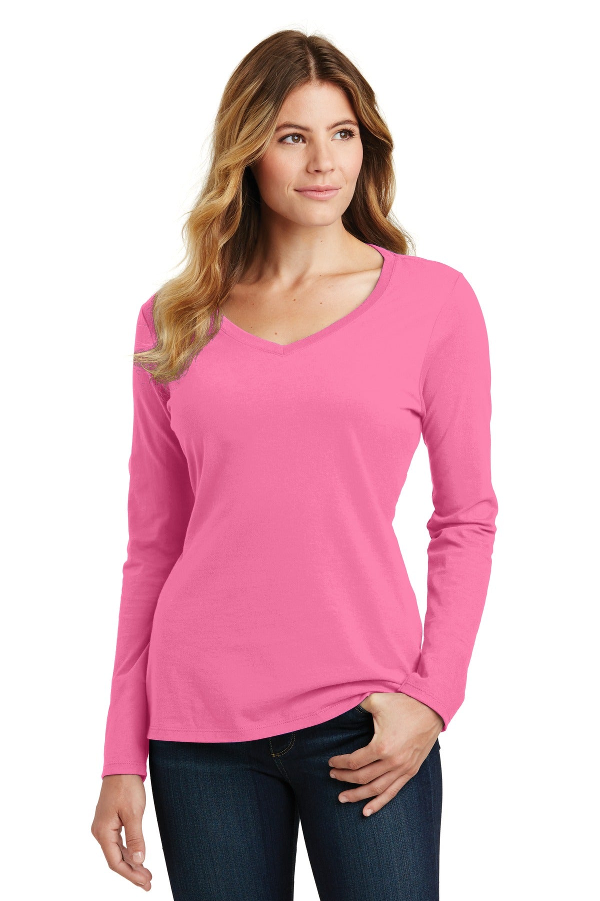 Port & Company ®  Women's Long Sleeve Fan Favorite V-Neck Tee. LPC450VLS