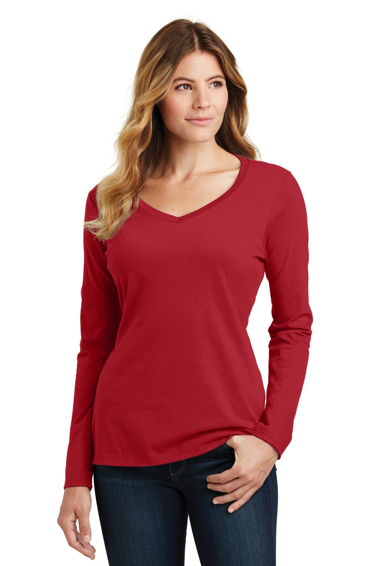 Port & Company ®  Women's Long Sleeve Fan Favorite V-Neck Tee. LPC450VLS