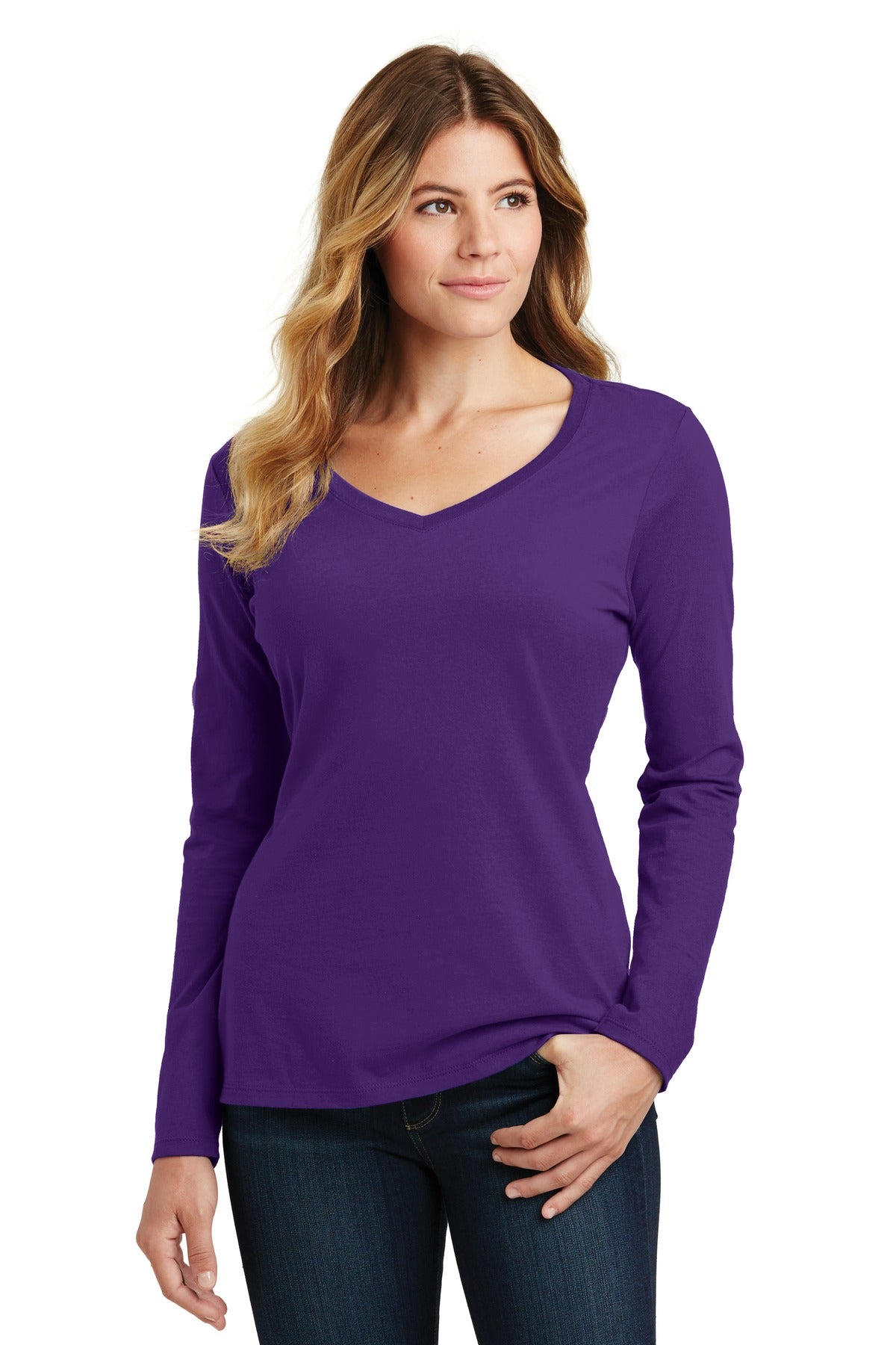 Port & Company ®  Women's Long Sleeve Fan Favorite V-Neck Tee. LPC450VLS