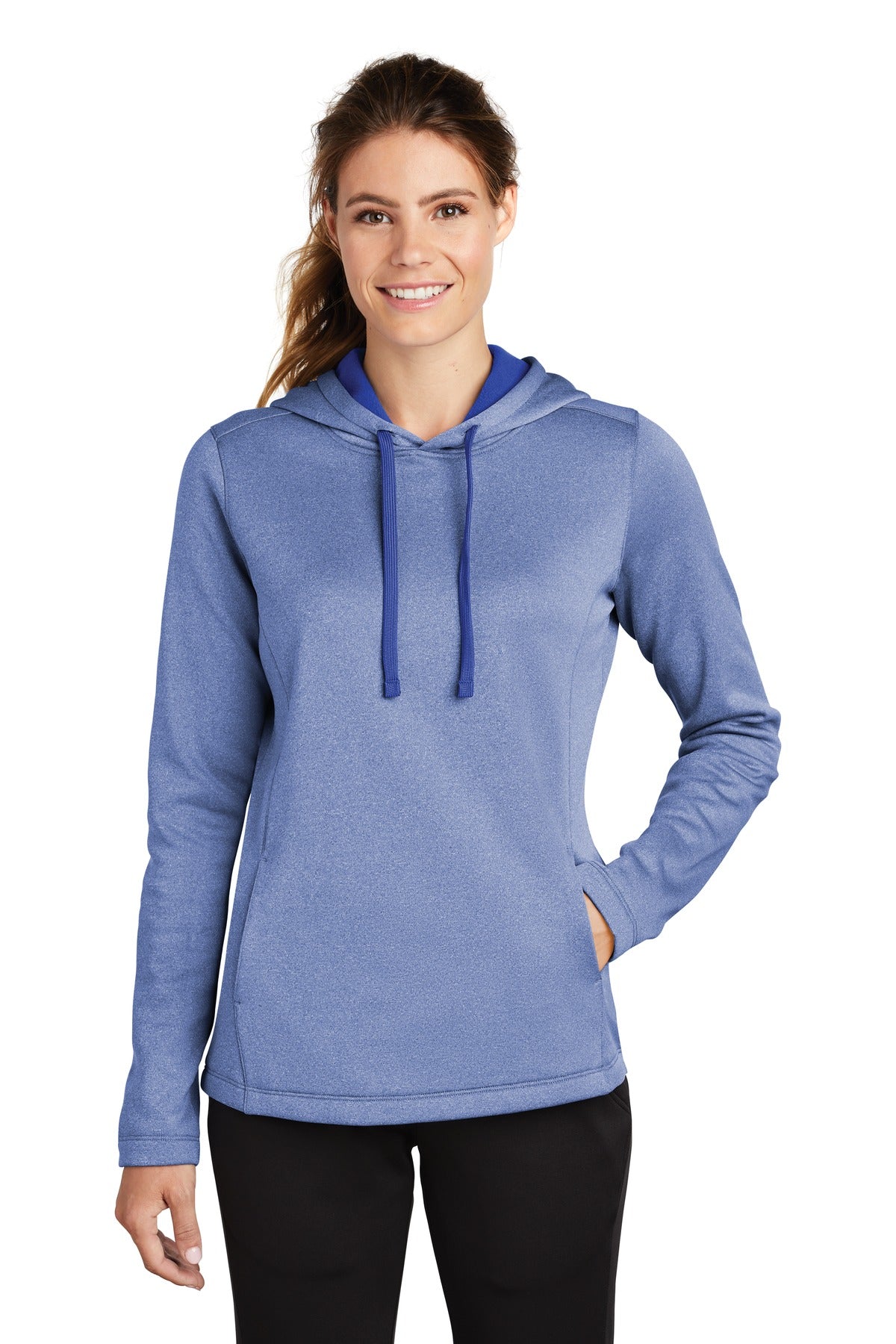 Sport-Tek  ®  Women's PosiCharge  ®  Sport-Wick  ®  Heather Fleece Hooded Pullover. LST264