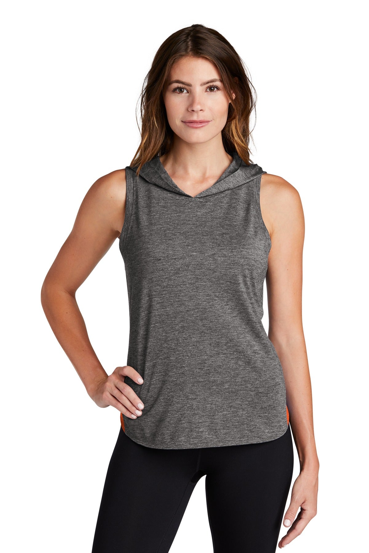 Sport-Tek  ®  Women's PosiCharge  ®  Tri-Blend Wicking Draft Hoodie Tank. LST410
