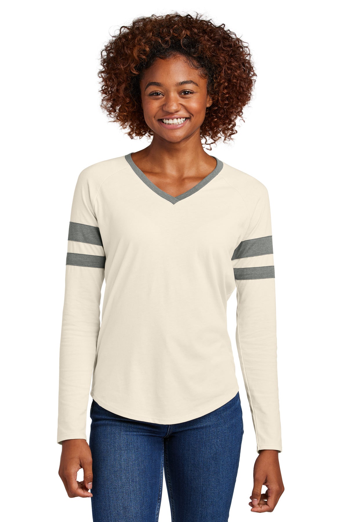 Sport-Tek ®  Women's Halftime Stripe Long Sleeve V-Neck Tee LST6043